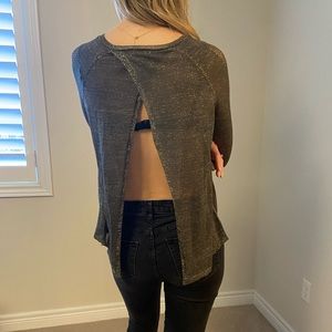 Mango Semi Sheer Sparkly Top Open Back